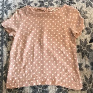 J. Crew silk blush polka dot top